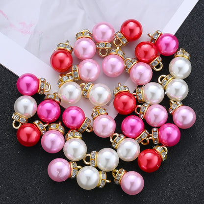 Pink Pearl Rhinestone Pendant Beads