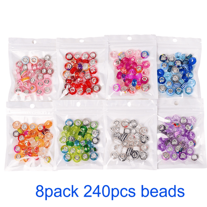 240pcs Multi-Color Resin Large Hole Beads Set