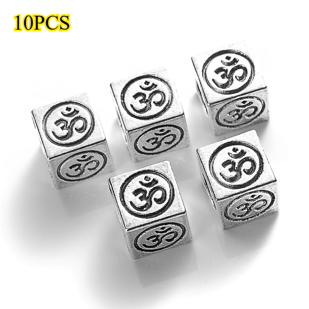 10pcs 7mm Retro Golden & Silvery Square Spacer Beads