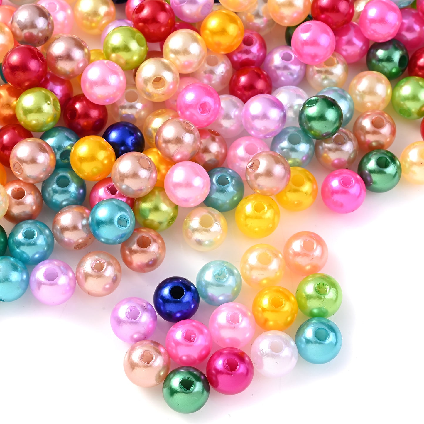 100pcs Random Colorful 8mm Round Acrylic Spacer Beads