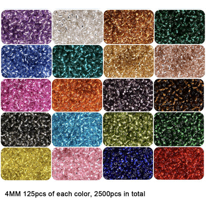 2500/5000/10000PCS 2/3/4mm Silver-Lined Glass Seed Beads