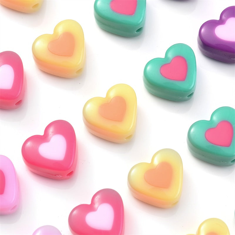 10pcs 17x15mm Sandwich Heart Acrylic Beads