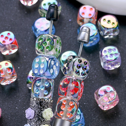 10pcs 14mm UV Plated Dice Beads