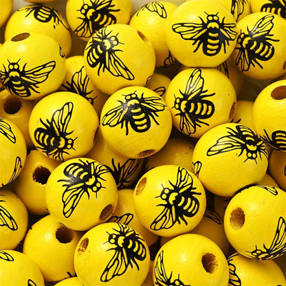 Bee Series Striped Wooden Beads