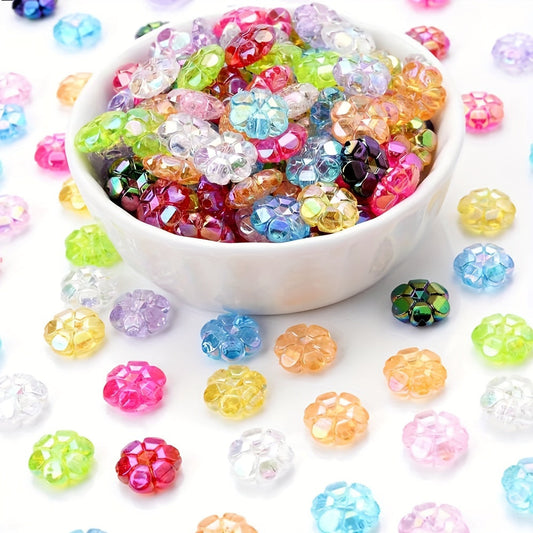 Multicolor AB Shiny Flower Acrylic Beads