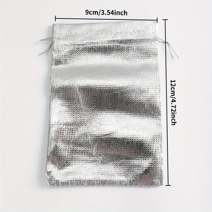 10-Piece Silver Gray Beaded Drawstring Jewelry Pouches