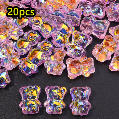 Transparent AB Bear Glass Beads