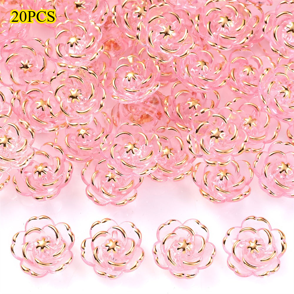Transparent Camellia Flower Acrylic Beads