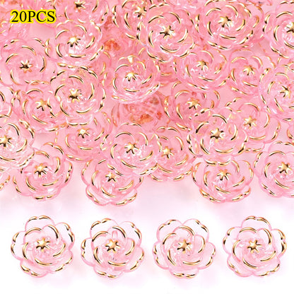 Transparent Camellia Flower Acrylic Beads