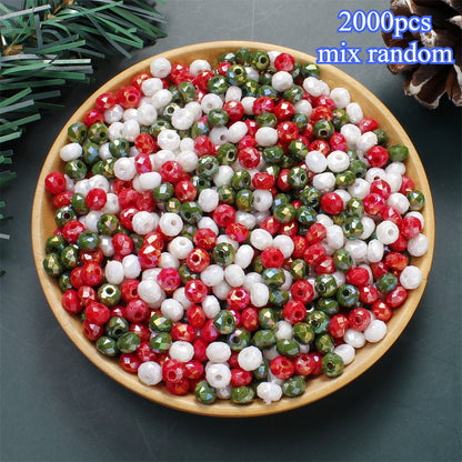 2000pcs 6mm Christmas Acrylic Faceted Wheel Beads