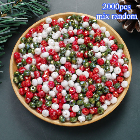 2000pcs 6mm Christmas Acrylic Faceted Wheel Beads
