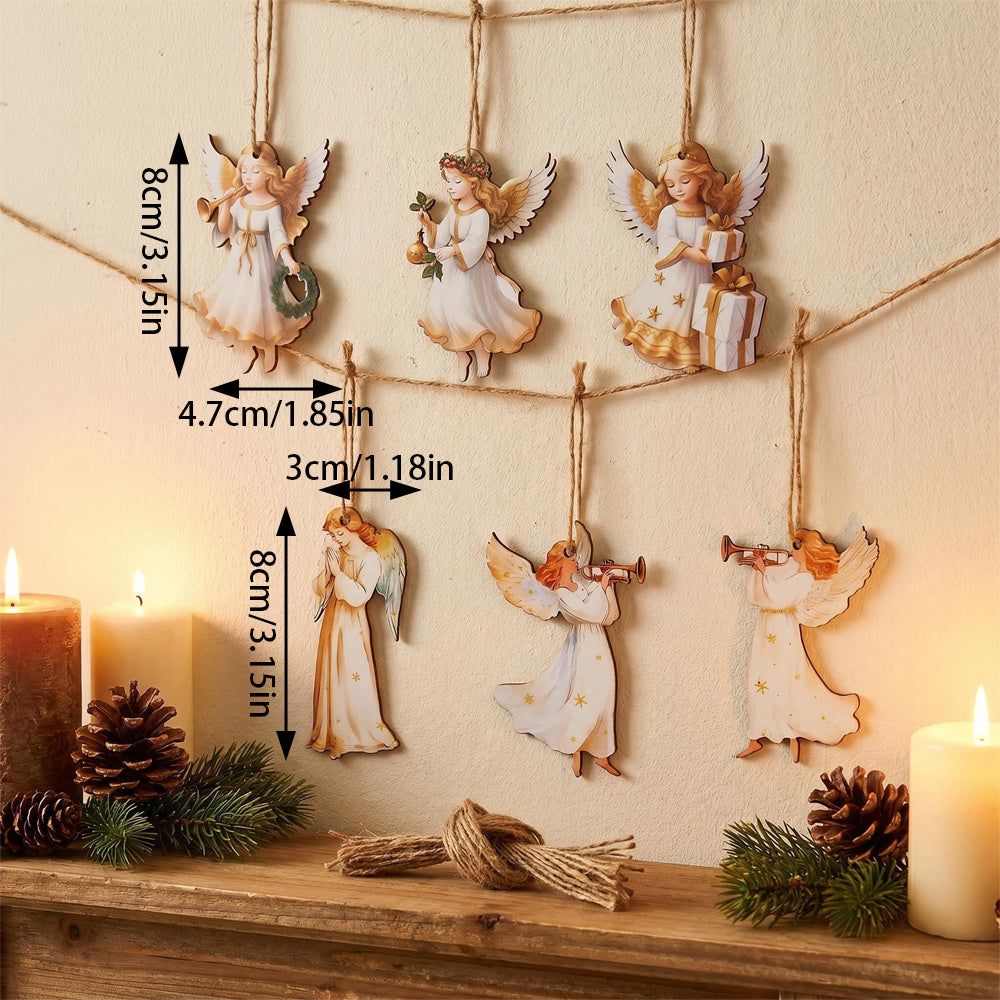 Wooden Christmas Angel Hanging Decorations