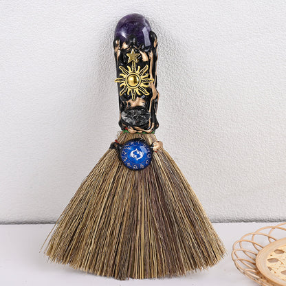 12-Piece Zodiac Broom-Shaped Alloy Charms