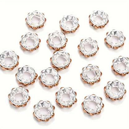 20PCS 12mm Round Acrylic & Rhinestone Spacer Bead Set