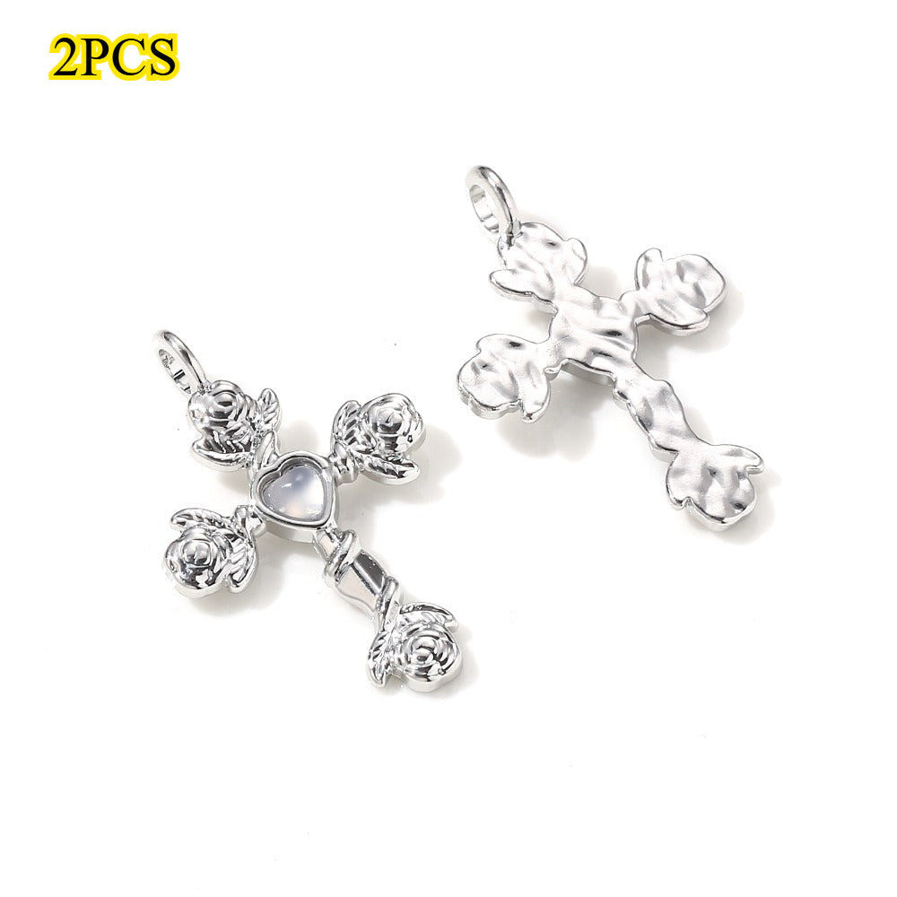 Y2K Rhinestone Cross Alloy Pendants
