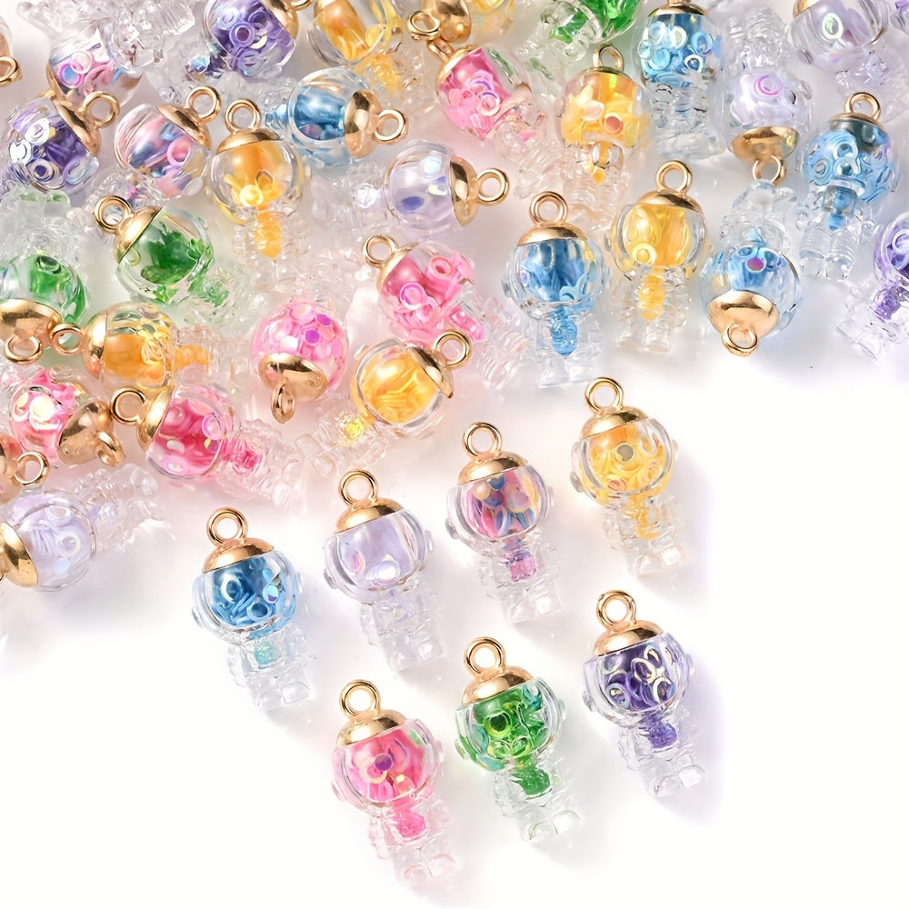 5pcs Transparent Space Man Glass Ball Pendant Charms