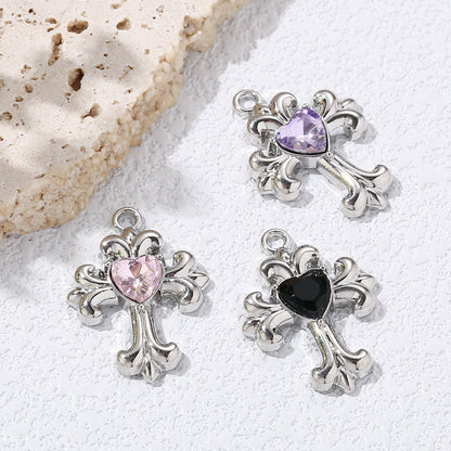 Y2K Rhinestone Cross Alloy Pendants