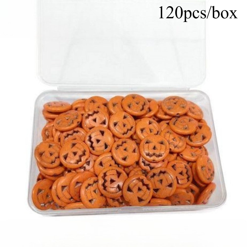 120pcs/box Turquoise Skull Pumpkin Beads Halloween Style Loose Spacer Beads for Jewelry Making DIY Handcrafts Accessories Festival Psrty House Decor Supplies Ideal Handmade Gifts