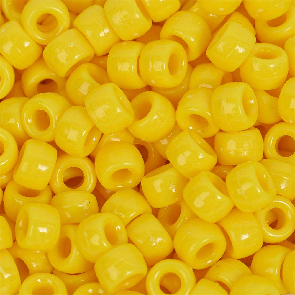 100pcs Colorful Acrylic Big Hole Pony Beads- 6x9mmLarge Hole Beads