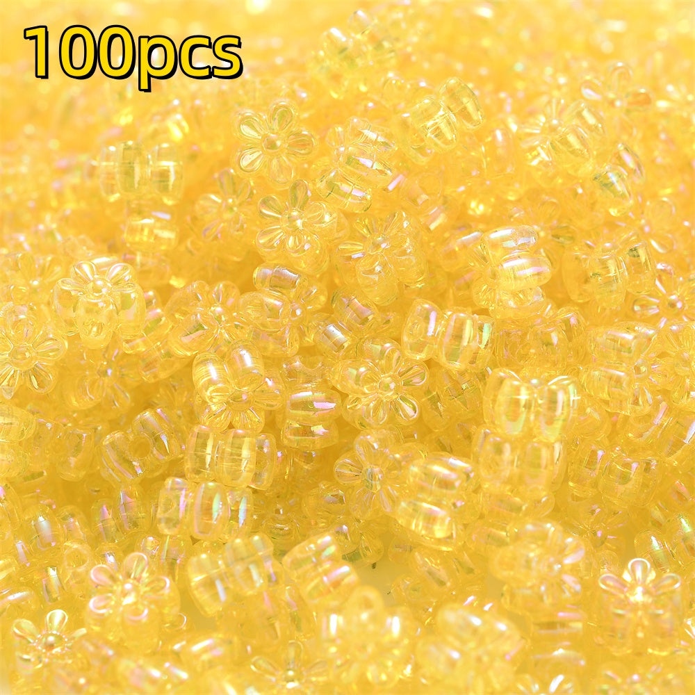 100pcs 4x7mm AB Color Flower Acrylic Beads