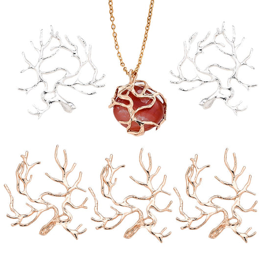 10PCS Gold & Silver Tree Branch Bead Cap Pendant Set
