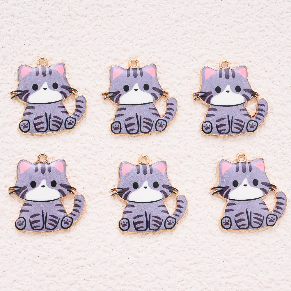 Enamel Cat Pendant Charms
