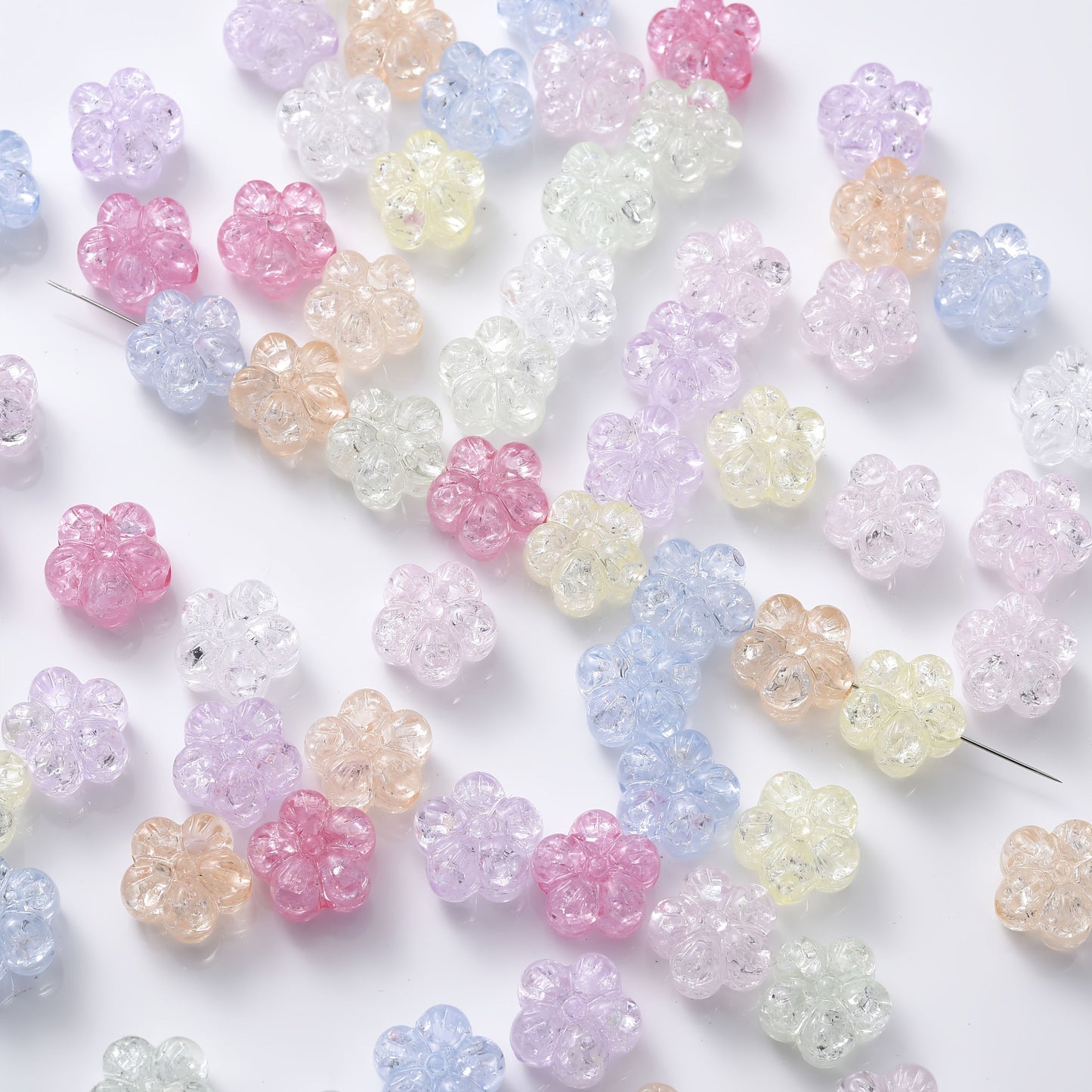 Clear Acrylic Flower Spacer Beads