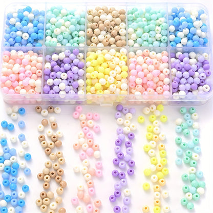 100PCS 4mm Solid Color Round Acrylic Bead Set