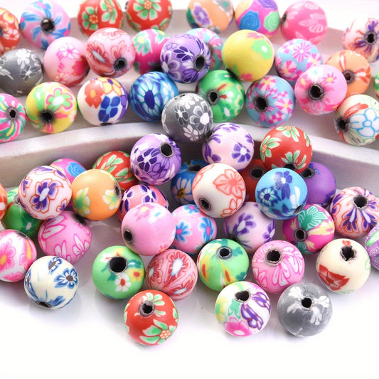 30/50pcs 6/8/10mm Colorful Flower Clay Beads