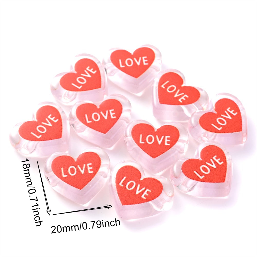 Clear Double Heart Acrylic Beads