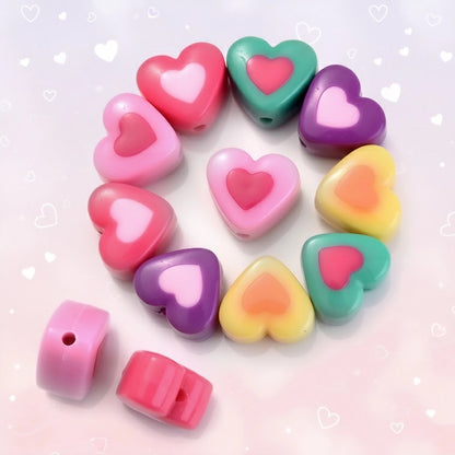 10pcs 17x15mm Sandwich Heart Acrylic Beads