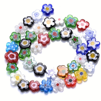 Transparent Floral Glazed Beads