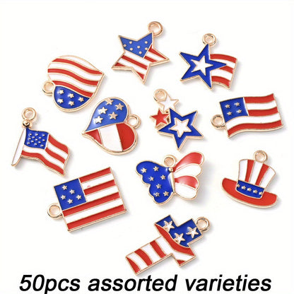 50-Piece American Flag-Themed Alloy Charm Set