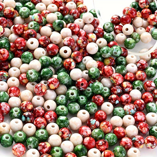 100PCS 8mm Christmas Cracked Acrylic Bead Set
