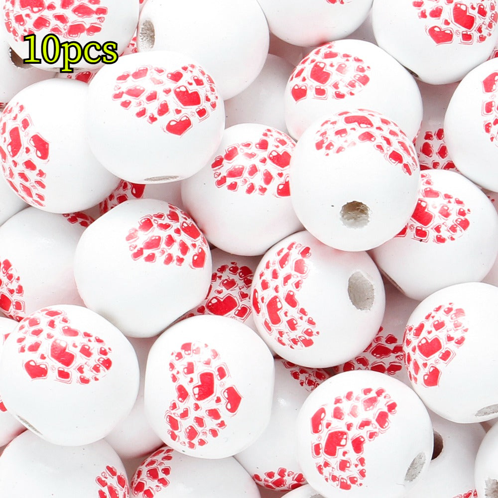 Valentine’s Day Printed Wooden Beads