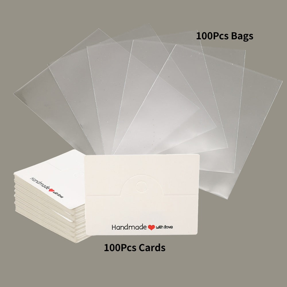 200PCS Handmade Jewelry Packaging Set with Clear Bags & Cards