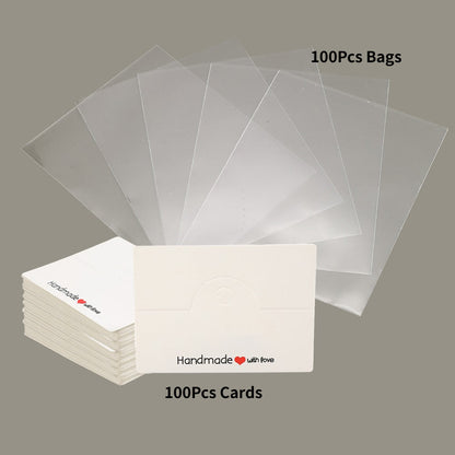 200PCS Handmade Jewelry Packaging Set with Clear Bags & Cards