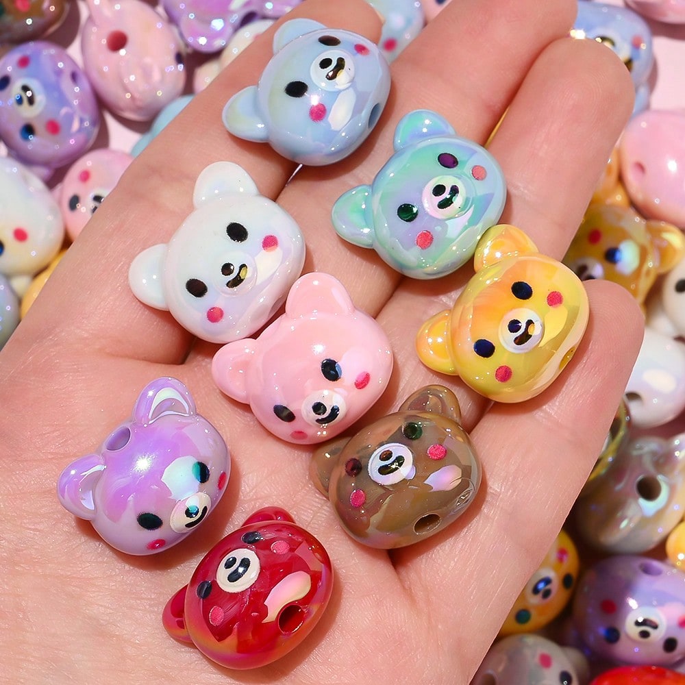 Shiny UV Bear Head Beads