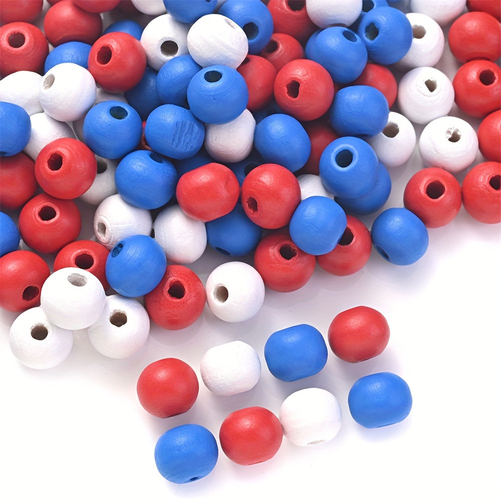 200pcs 8mm Independence Day Wooden Beads