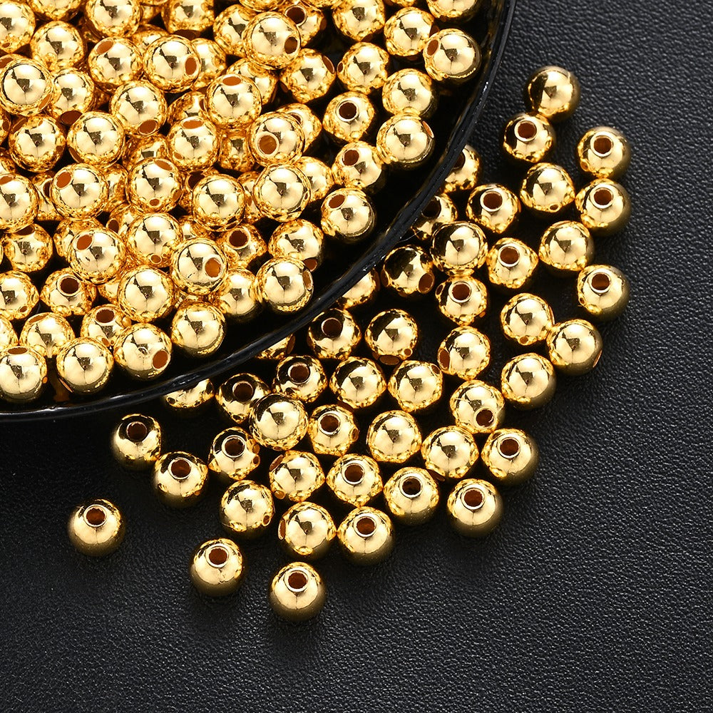 1BOX 1200PCS Multi-Size CCB Gold Round Bead Set