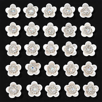 25-Piece Sparkling Rhinestone Flower Flatback Beads