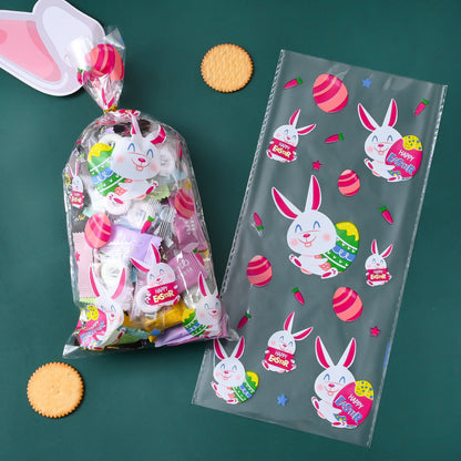 50-Piece 13x27.5 cm OPP Easter Gift Bags with Gold Print
