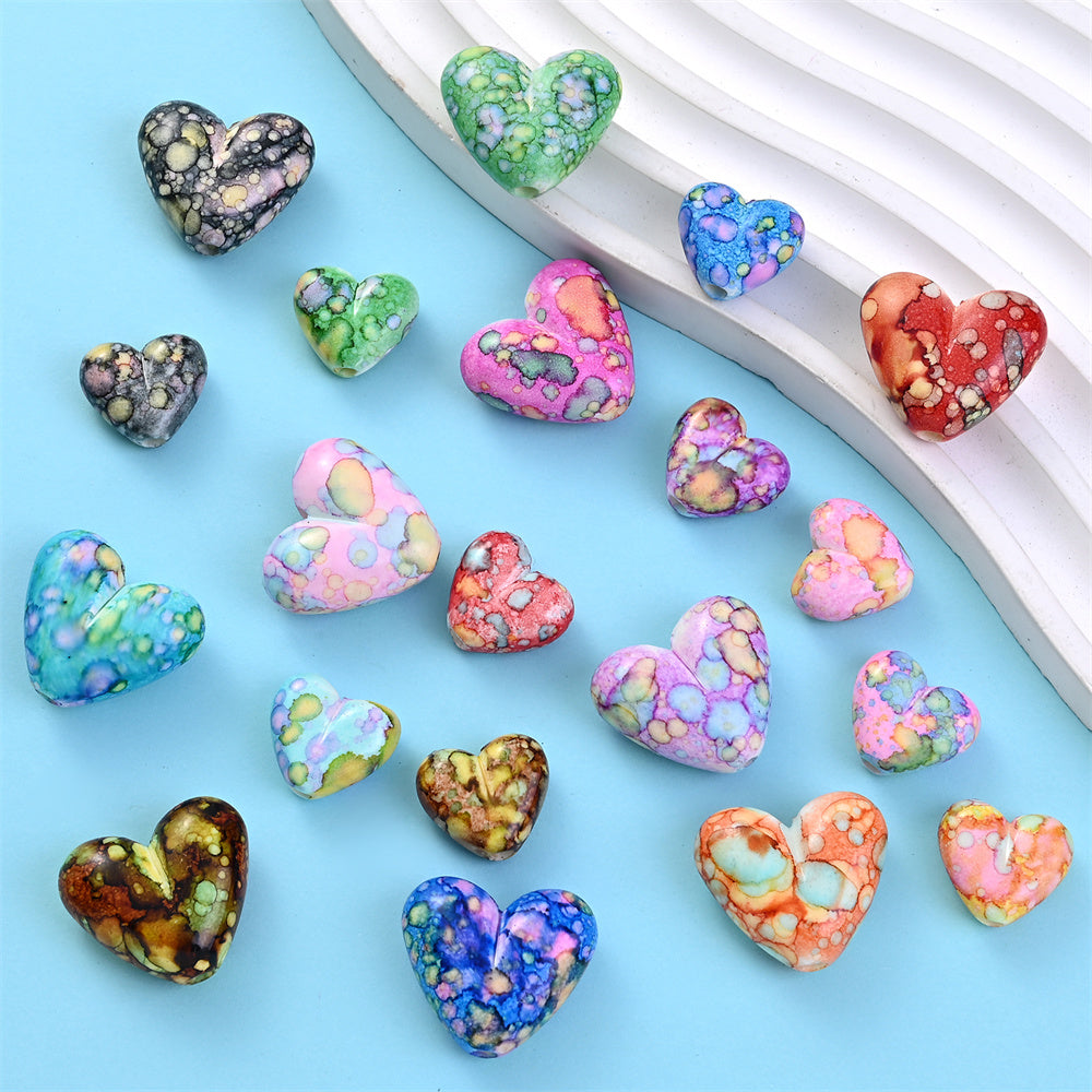 Mixed Color Heart Acrylic Beads