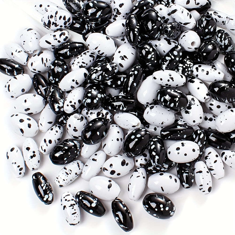 Artistic Splatter Design Acrylic Oval Beads