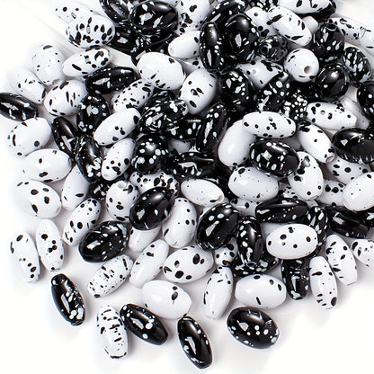 Artistic Splatter Design Acrylic Oval Beads