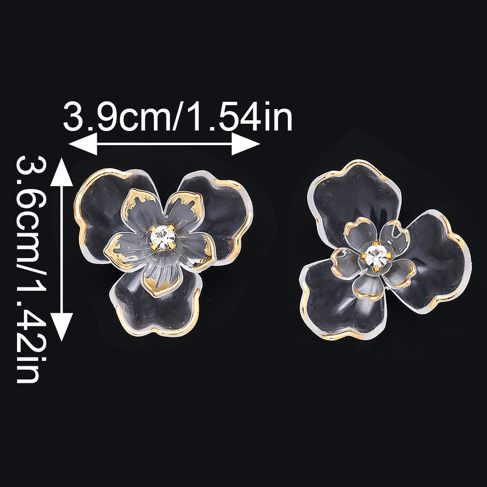 10pcs 36x39mm Double-Layer Transparent Floral Acrylic Patch Beads