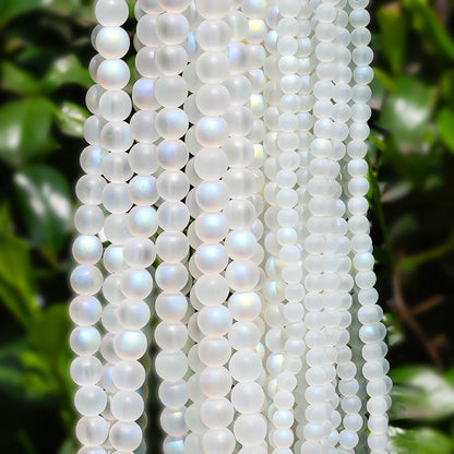 White Matte Frosted Glass Beads