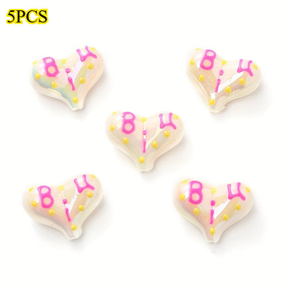 5pcs/set 17x22mm Sweet Heart Acrylic Beads