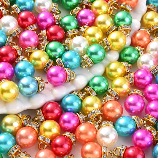 Rhinestone Imitation Pearl Charms