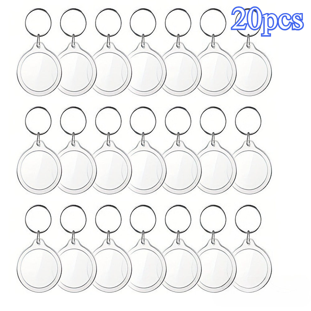 20pcs Blank Photo Frame Keychains Set Acrylic Clear Double-Sided Photo